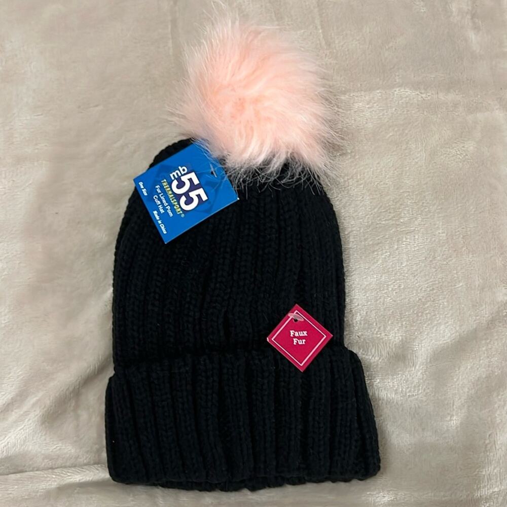 Mb55 Thermasport 🌼 Fur Lined Knit Pom Cuff Hat